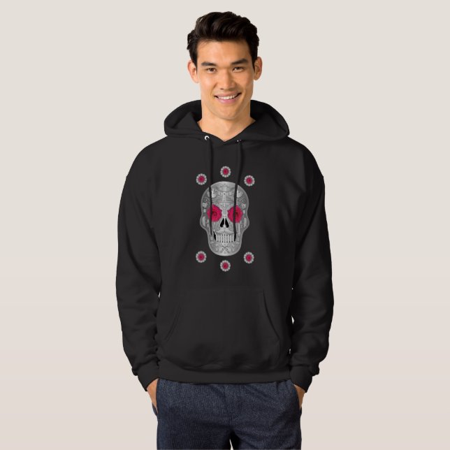 Sudadera Camiseta cromada Calavera (rosa rosado) (Anverso completo)