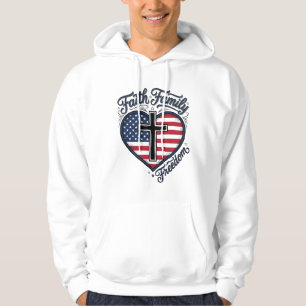 Sudadera Camiseta Cruz Patriótica Libertad Familia Fe Coraz