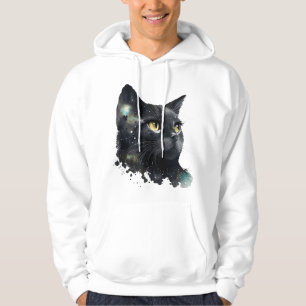 Sudadera Camiseta de acuarela de gato negro cósmico – Gal a