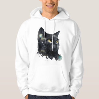 Sudadera Camiseta de acuarela de gato negro cósmico – Gal a