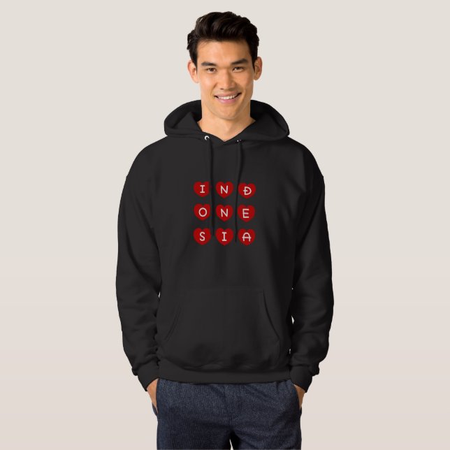 Sudadera Camiseta de amor de Indonesia, capucha superior de (Anverso completo)