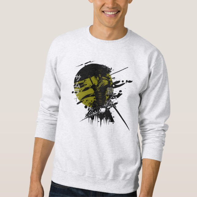 Sudadera Camiseta de arte de tinta japonesa de Samurai Warr (Anverso)