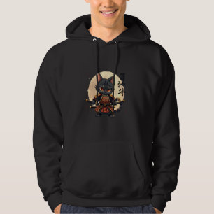 Sudadera camiseta de arte gráfico de gato samurái guerrero 