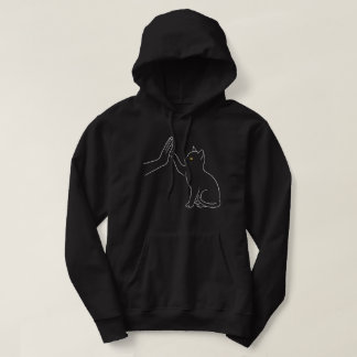 Sudadera Camiseta de arte lineal de gato dando cinco con la