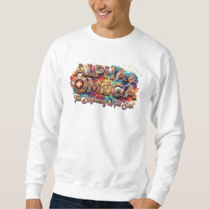 Sudadera Camiseta de arte tipográfico cristiano Alpha & Ome