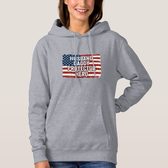 Sudadera Camiseta de bandera de héroe protector papá marido (Anverso)