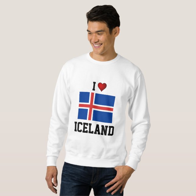 Sudadera Camiseta de bandera de Islandia me encanta (Anverso completo)