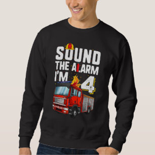 Sudadera Camiseta de camión de bomberos de 4 años, incendio