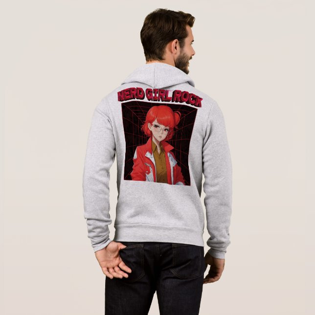 Sudadera Camiseta de chica de nerd rock (Reverso completo)
