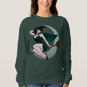 Sudadera Camiseta de Chica Retro Pin-up Bruja Camiseta de H