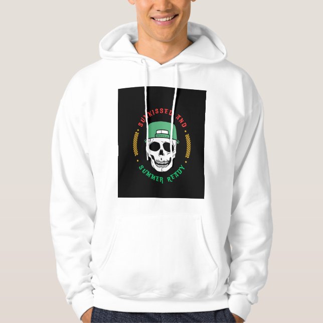 Sudadera Camiseta de cráneo ilustrativa en blanco y negro (Anverso)