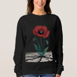 Sudadera Camiseta de cultivo de amapola de recuerdo rojo