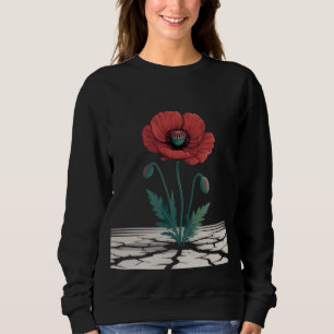 Sudadera Camiseta de cultivo de amapola de recuerdo rojo