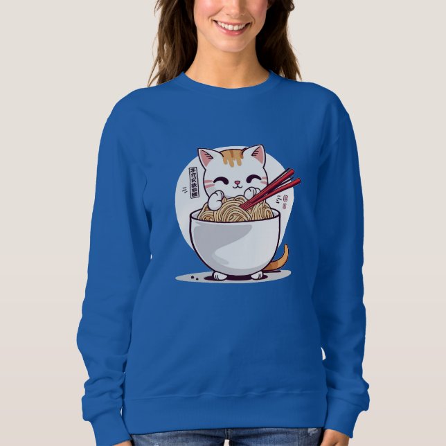 Sudadera Camiseta de diseño de fideos para consumo de gato  (Anverso)