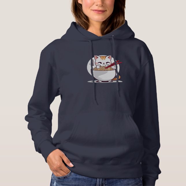 Sudadera Camiseta de diseño de fideos para consumo de gato  (Anverso)