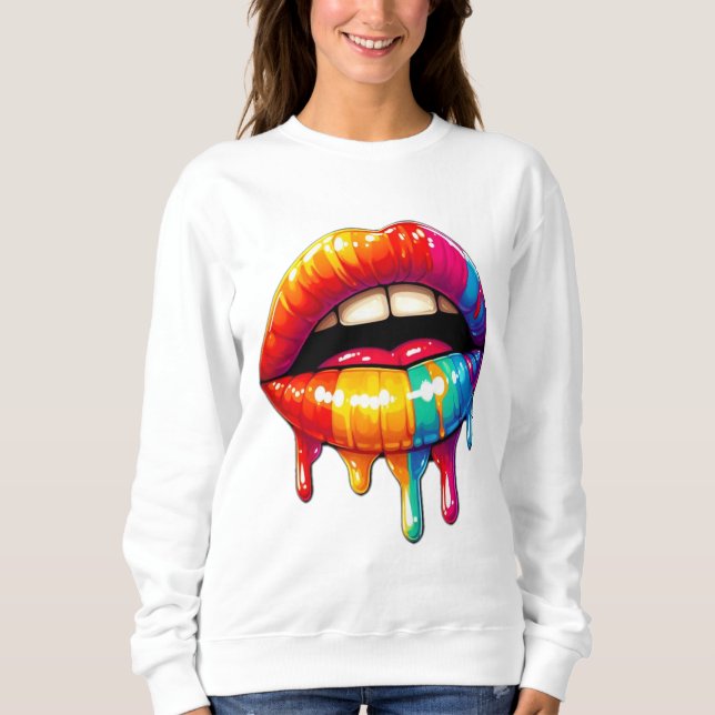 Sudadera Camiseta de diseño de "goteo de labios" divertida (Anverso)