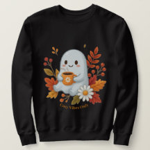 ​Camiseta de Fantasma Adorable Bebiendo Café - Vib
