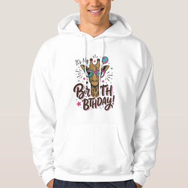 Sudadera Camiseta de fiesta de cumpleaños de jirafa con gra (Anverso)