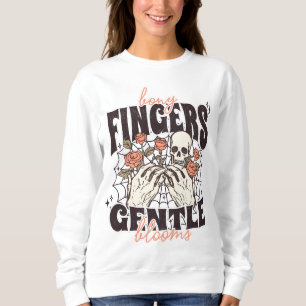 Sudadera Camiseta de floraciones suaves dedo óseo