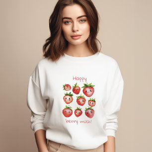Sudadera Camiseta de fresa feliz   Cuadros para las mujeres