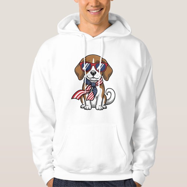 Sudadera Camiseta de gafas de sol de perro Beagle patriótic (Anverso)