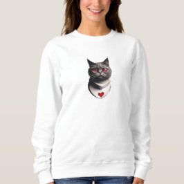 Sudadera Camiseta de gato gruñón con ojos rojos y collar co