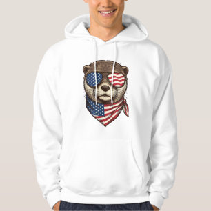 Sudadera Camiseta de grabado vintage vector nutria patrióti