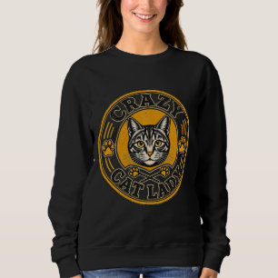Sudadera Camiseta de insignia vintage de loca de los gatos
