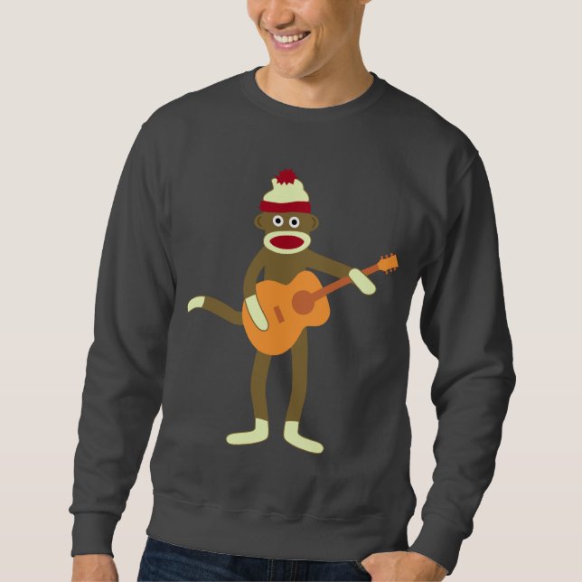 Sudadera Camiseta de la guitarra acústica del mono del (Anverso)