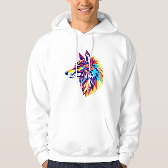 Sudadera Camiseta de lobo geométrico colorido (Anverso)