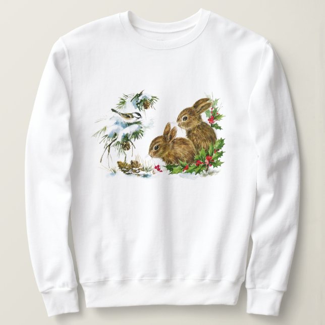 Sudadera Camiseta de los conejitos del invierno del (Anverso del diseño)