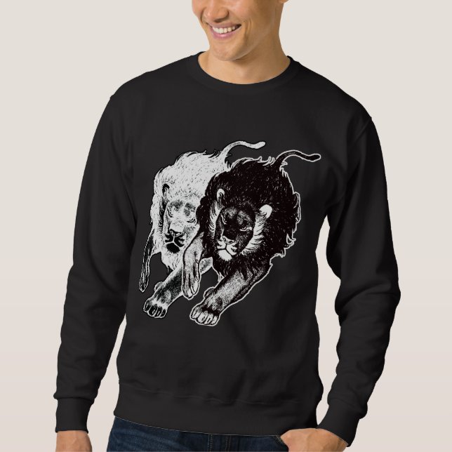 Sudadera Camiseta de los leones de Yin y de Yang (Anverso)