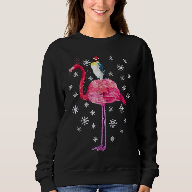 Sudadera Camiseta de los pijamas del navidad del flamenco (Anverso)