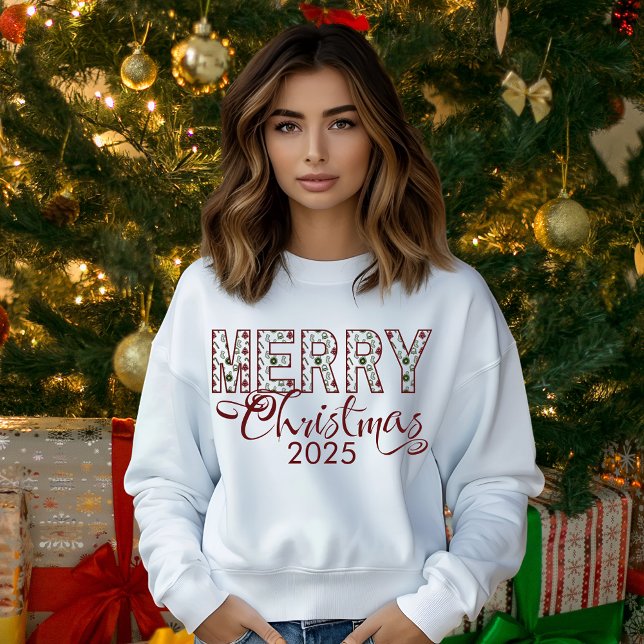 Sudadera Camiseta de manga larga blanca roja Feliz Navidad  (Subido por el creador)