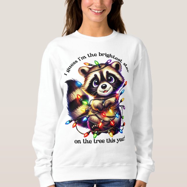 Sudadera Camiseta de mapache divertida para Navidades con l (Anverso)