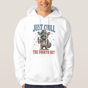 Sudadera Camiseta de mapache patriótica Relájate el cuatro