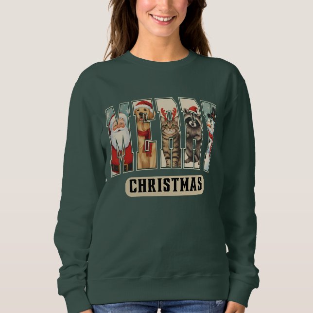 Sudadera Camiseta de Navidad con collage de personajes MERR (Anverso)