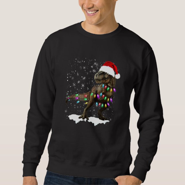 Sudadera Camiseta de Navidad de árbol de dinosaurio T Rex X (Anverso)