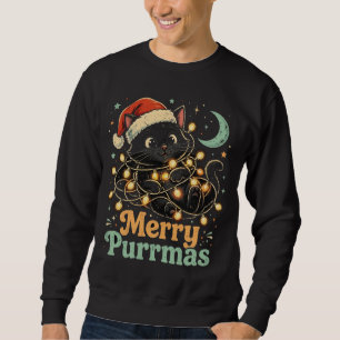 Sudadera Camiseta de Navidad de gato negro Feliz Purrmas