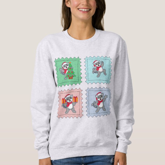 Sudadera Camiseta de Navidad de Mapache,Amante de Mapaches (Anverso)