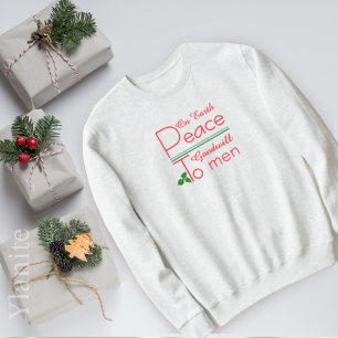 Sudadera Camiseta de Navidad Paz en la Tierra Buena Volunta
