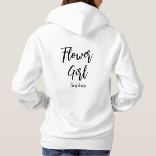 Sudadera Camiseta de niña con flores con caligrafía en negr