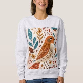 Sudadera Camiseta de pájaro floral de la naturaleza boho