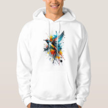 Camiseta de pájaro pintado de colores