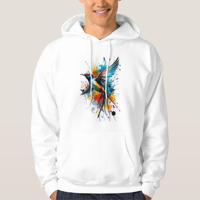 Sudadera Camiseta de pájaro pintado de colores (Anverso)