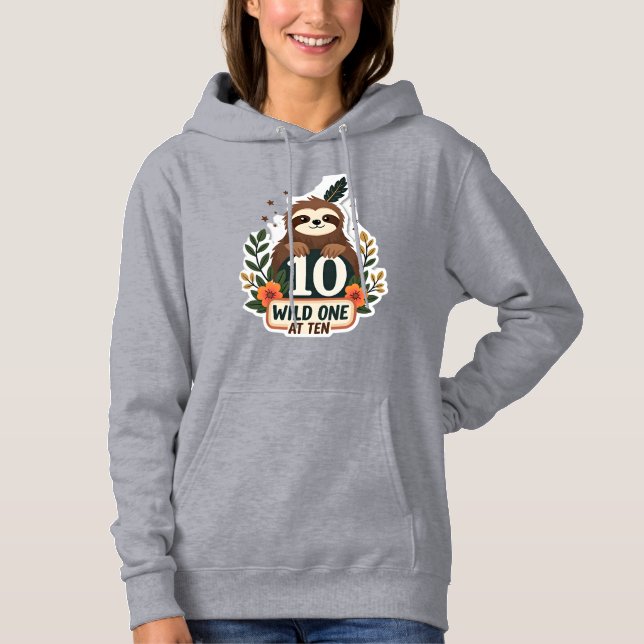 Sudadera Camiseta de perezoso vintage Wild One cumpleaños 1 (Anverso)