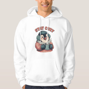 Sudadera Camiseta de pingüino lindo y acogedor bebiendo cac