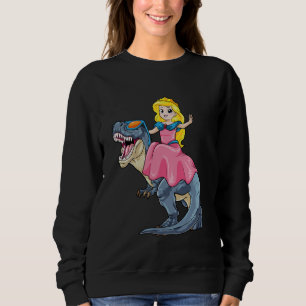 Sudadera Camiseta de princesa montando dinosaurio, T-Rex Di