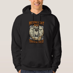 Sudadera Camiseta de Pug de Halloween con Luna de Grabado V