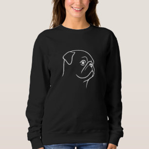 Sudadera Camiseta de retrato de Pug minimalista - Contorno